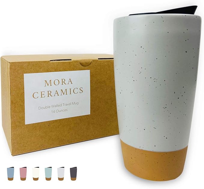 Mora Double Wall Ceramic Coffee Travel Mug by MORA