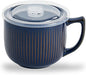 Ceramic Soup Bowl with Handle & Lid, 32oz Microwave Ramen Bowl Vintage Blue | by Hoilse
