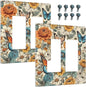 Outlet Covers Vintage Colorful Floral Butterfly Flowers 2 Gang Light Switch Cover Double Rocker Wall Plate Decorative GFCI Receptacle Electrical Switchplate for Bathroom Bedroom Decor（2 Pack）