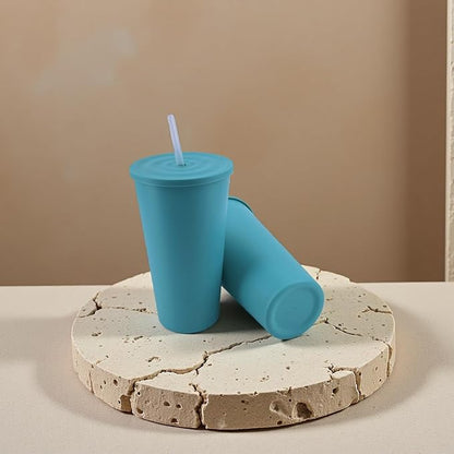 32 oz Cups with Lids and Straws Reusable set of 8, Bright Colors | Iced Tea - Image 5