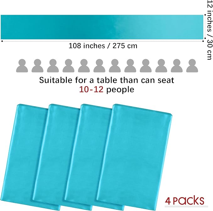 Aneco 4 Pack Satin Table Runner 12 x 108 Inch Long Bright Silk and Smooth - Image 2