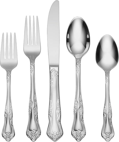 Oneida Azalea 45-Piece 18/0 Stainless Steel Silverware Set by Oneida