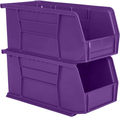 Hudson Exchange 11" x 5-1/2" x 5" Plastic Stackable Storage Bin and Hanging Container (Purple, 1 Pack)