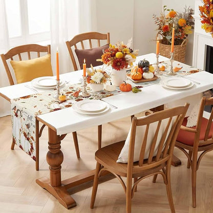 White Pumpkins Fall Table Runner 72 Inches Long, Thanksgiving Harvest Table - Image 6