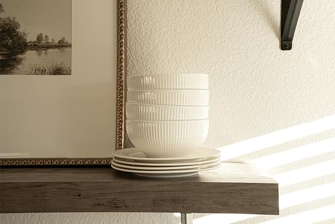 New Bone China 12 Piece Dinnerware Set, Santorini Collection, Daily Use China - Image 5