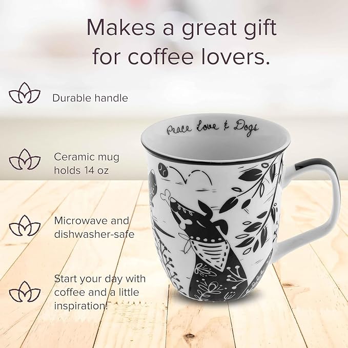 Karma Gifts 14 oz Black and White Boho Mug Tiger - Image 5