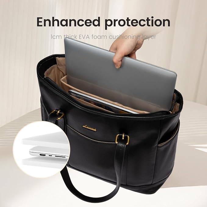 LOVEVOOK Laptop Tote Bag for Women, Leather Work Computer Briefcase Bag | Large - Image 8