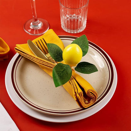 wonlex Handmade Napkin Rings Set of 8, Faux Lemon - Image 7
