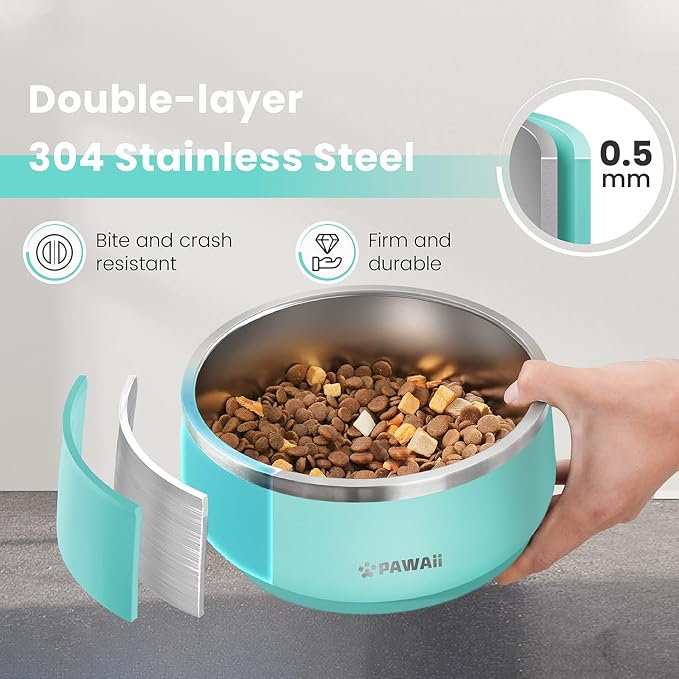 Pawaii Dog Bowl, 34 oz Stainless Steel Food and Water Bowl, ID Tag, 1 Pack | - Image 2
