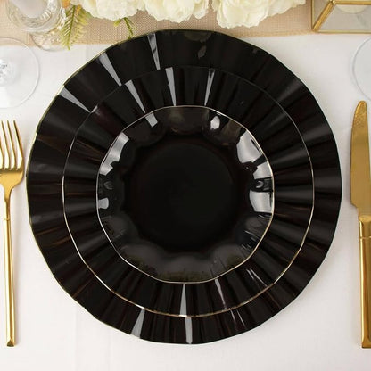 Efavormart 10 Pack | Black 6" Round Plastic Dessert Salad Plates, Disposable by efavormart