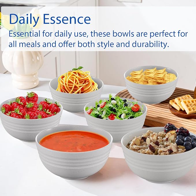 【NOT CERAMIC】Unbreakable Cereal Bowls, 25 OZ Wheat Straw Bowls Microwave and - Image 8