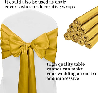 15-Pack Gold 12 x 108 inches Long Premium Satin Table Runner | Wedding - Image 3