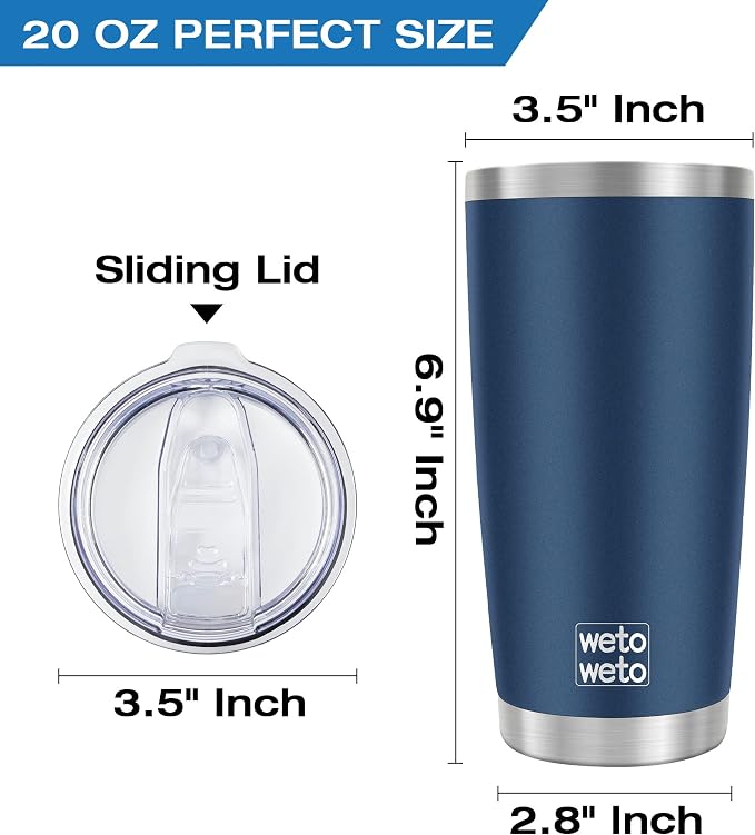 WETOWETO 20oz Tumbler, Stainless Steel Vacuum Insulated Coffee Travel Mug - Image 3