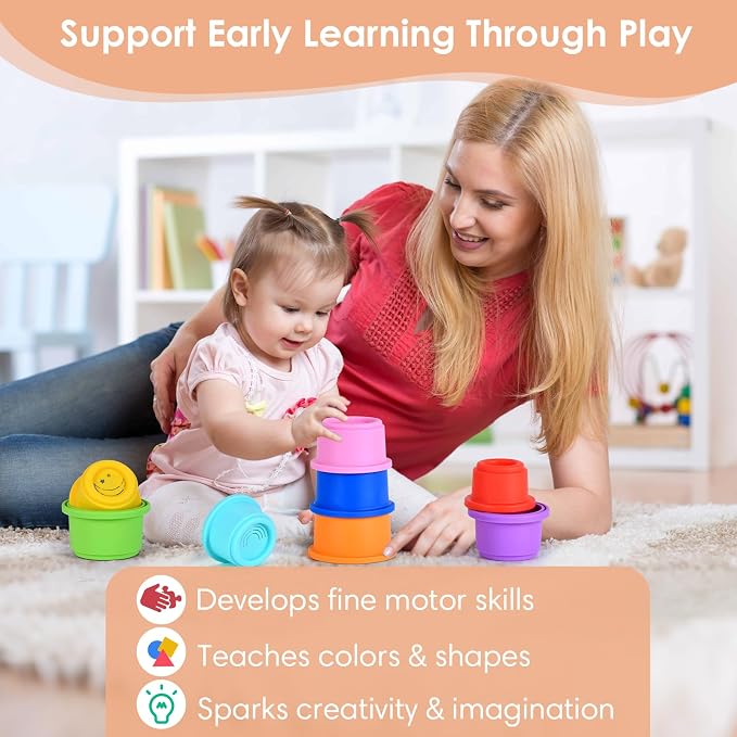 ZYFLSQ Stacking Cups Baby Toy 8 Pcs, Nesting Cups - Image 5