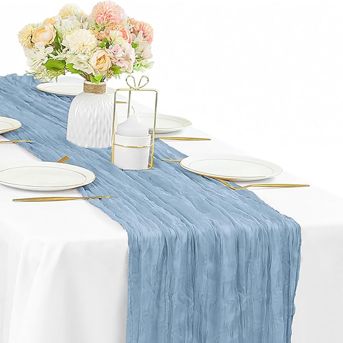 Dusty Blue Cheesecloth Table Runner 10FT Runner by Sunnyline