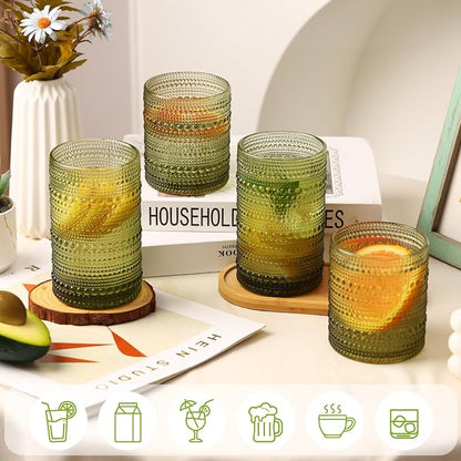 Moretoes Vintage Hobnail Drinking Glasses Set of 12, Whisky and Other Beverages - Image 4