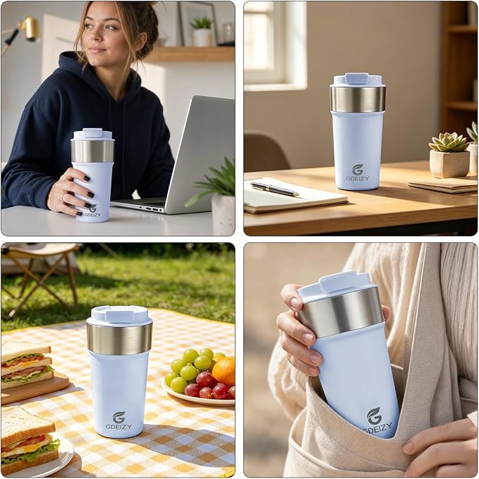 17oz Insulated Travel Coffee Mug, Stainless Steel Cup - Image 6