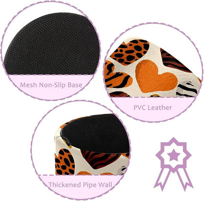 Leather Pen Holder for Desk, Leopard Heart Pencil Cup Pen Organizer Makeup - Image 2