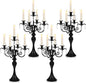 20''Tall Crystal Pendant Taper Candle Holders/Stylish Candle Stands/Candlesticks Holder/Candelabra for Home Decor, Weddings/Parties/Elegant Dining Table Centerpiece (4, Black, 5 Arm)