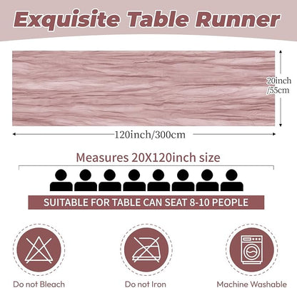 6 Pack Dusty Pink Cheesecloth Table Runner 20 x 120 Inch Gauze Table Runner - Image 2