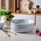 LERATIO 9.75 Ceramic Flat Pasta Bowls,Wavy Rim 38oz Large Wide Bowls Set of 4 for Kitchen,Modern Porcelain Stoneware pasta bowls,Dishwasher & Microwave & Oven Safe Bowls with for Pasta