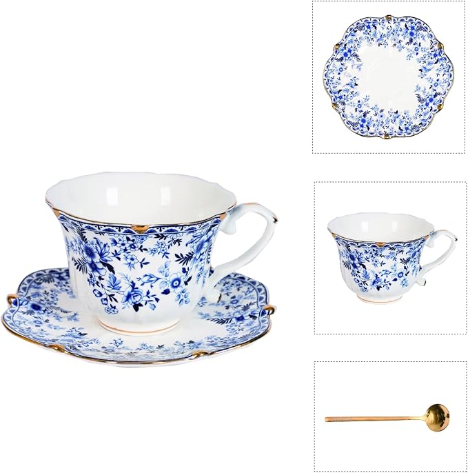 Vintage Floral Tea Cup and Saucer Set by Unknown