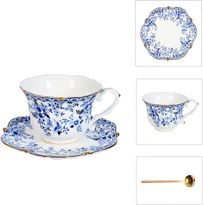 Vintage Floral Tea Cup and Saucer Set by Unknown