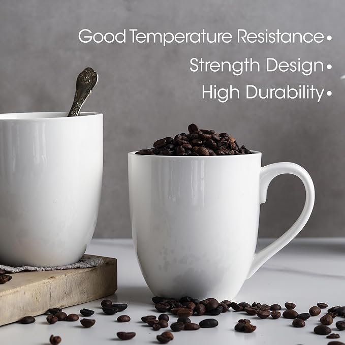 16OZ Ceramic Coffee Mugs Set, Large White Coffee Cups - Image 5