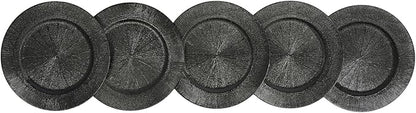 Charger Plates, 100pcs Black 13inch Plastic Dinner Plate, Round Plastic Dinner Plate with Delicate Texture for Parties Wedding (Black)