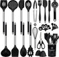 Silicone Kitchen Utensils Set, 28 Pcs Cooking Utensils Set 446°F Heat Resistant Spatula Set, Food Grade Silicone and Stainless Steel Handle Kitchen Gadgets for Nonstick Cookware BPA Free