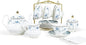 fanquare 15 Piece Blue Rose Porcelain Tea Set, British Floral Teapot by fanquare