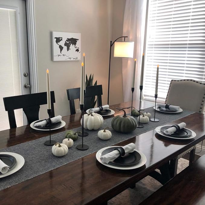 Matte Black Candle Holders Set of 3 for Taper Candles, Decorative Candlestick Holder for Wedding, Dinning, Party, Fits 3/4 inch Thick Candle&Led Candles (Metal Candle Stand)