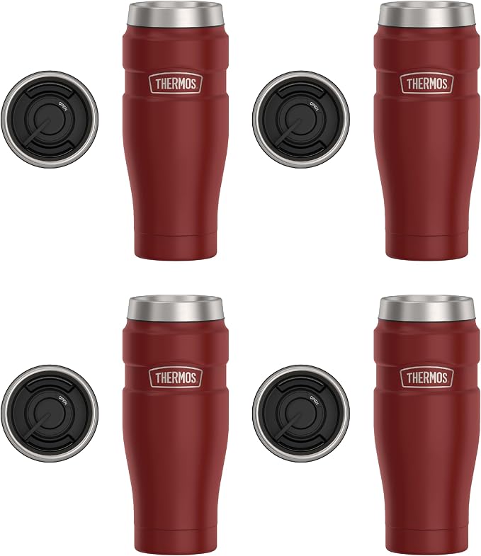 THERMOS Stainless King Vacuum-Insulated Travel Tumbler, 16 Ounce, Rustic Red by Thermos