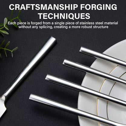 40-Piece Silverware Set for 8，Minimalist Flatware Set 18/10 Stainless Steel，Fine Cutlery Set with Forks, Knives, Spoons，Durable and Elegant Design Tableware，Dishwasher Safe
