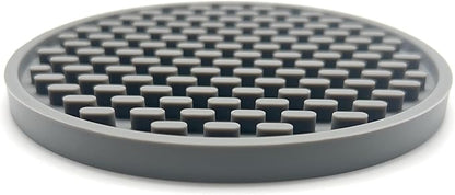 Happitasa 4.25 Inch Bar Mat Style Silicone Beverage Coasters, Set of 6 with Holder (Grey)