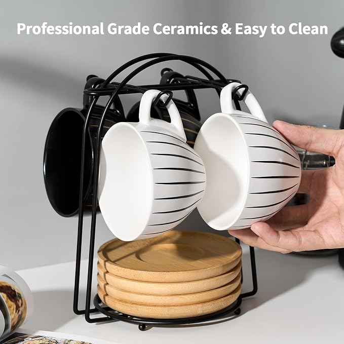 LUKA Ceramic Demitasse Espresso Cups Set - Image 4