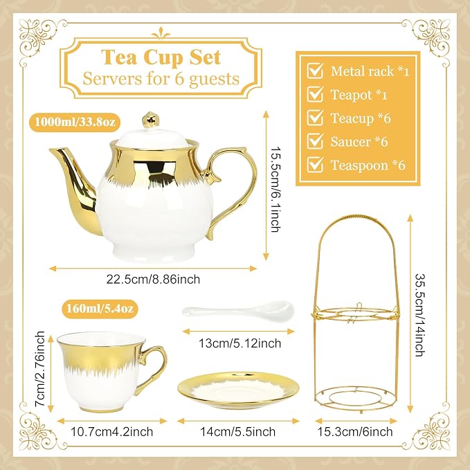Porcelain Tea Set, Large Ceramic Tea Set - Image 3