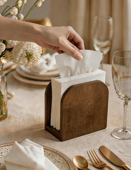 Napkin Holder for Table Stable Standing Napkin Dispenser Natural Bamboo Brown - Image 9
