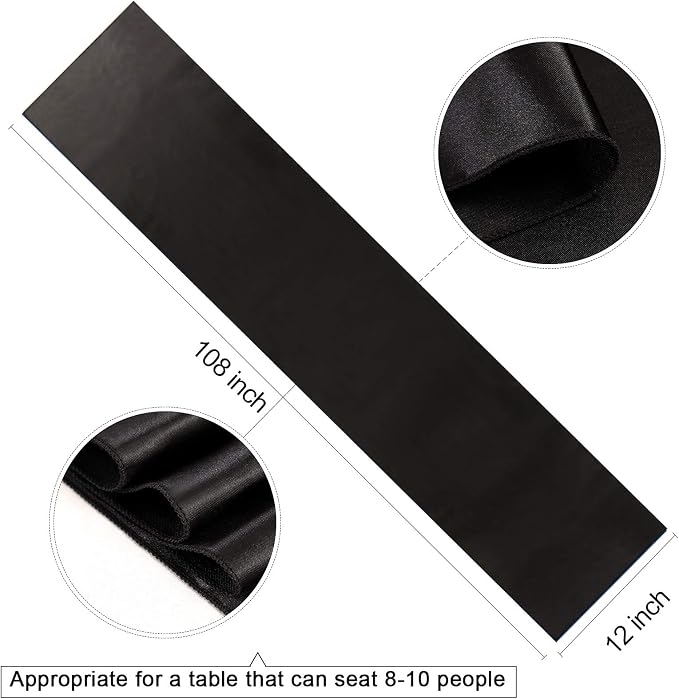 Black Table Runners 16 Pack 12x108 inch Silk Satin Smooth Fabric | Satin Table - Image 3