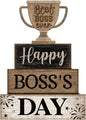 Moucuny 4 Pcs Boss's Day Table Decoration Rustic Trophy Wooden Blocks Decor by Moucuny