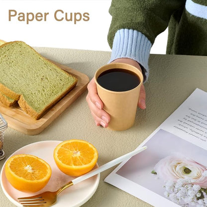 LITOPAK 100 Pack 8 oz Kraft Paper Coffee Cups, Disposable Coffee Cups 8 oz | - Image 6