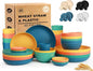 Wheat Straw Dinnerware Sets 40 Piece, Kitchen Plates and Bowls Set, Unbreakable by BUSOKIP