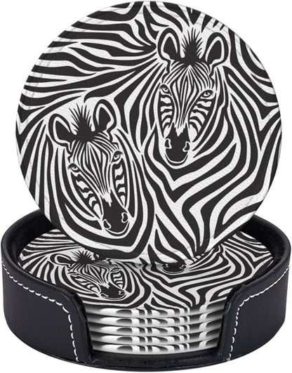 6 Pcs Zebra Couple Leather Coasters - Image 2