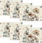Artoid Mode Brown Poppy Floral Leaves Placemats Set of 6, 12x18 Inch Seasonal Summer Table Mats for Party Kitchen Dining Decoration