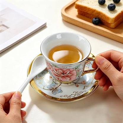 20-Piece Porcelain Tea Sets for Adults, Includes Tea Cups and Saucers, Spoons & - Image 4