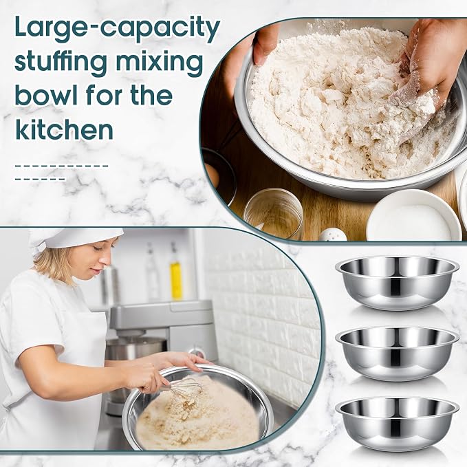 Nuogo 4 Pcs Stainless Steel Mixing Bowls Metal Mixing Bowls Extra Large Basin - Image 3