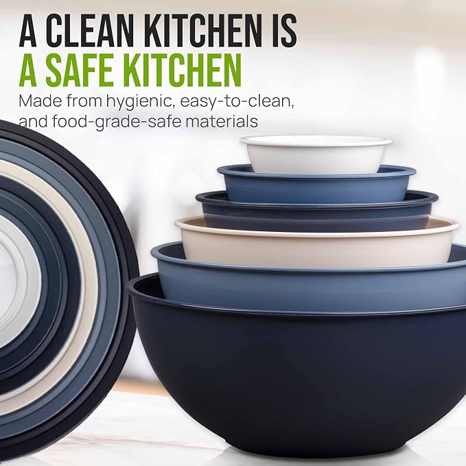 Zulay Kitchen 12 Piece Plastic Mixing Bowls - Image 6