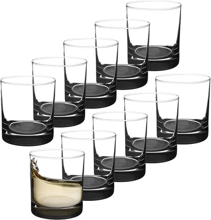 Whiskey Glasses by Libbey 10 oz. Set of 10, Bulk Pack - Heavy Base Old Fashioned Glass, Perfect for Scotch, Bourbon, Whiskey, Cocktail - Black