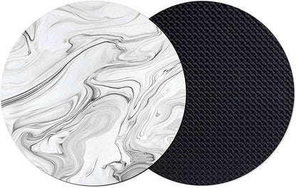 White Gray Marble Coasters Set of 2, Modern Minimalist Abstract Texture Soft by PIEPLE