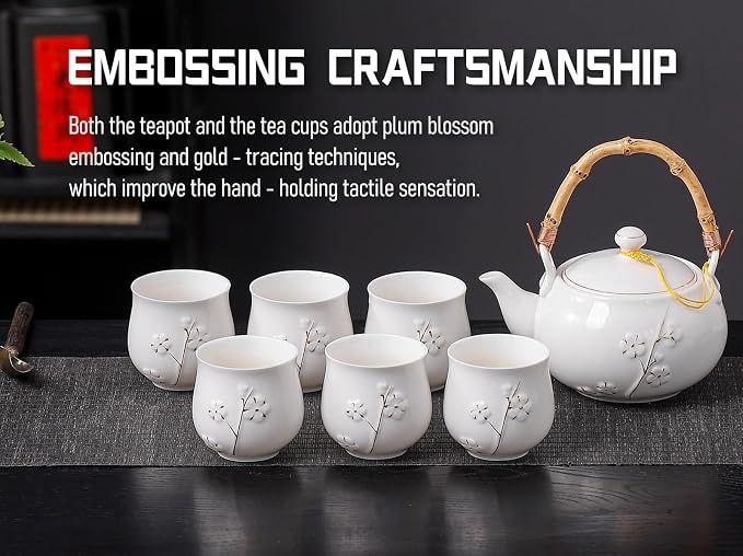 Japanese Tea Set, 6 Tea cups, 1 Tea Tray, Asian tea sets - Image 2